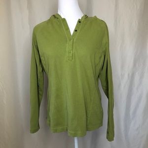 Gander Mountain Green Henley Long-Sleeve Hoodie LG